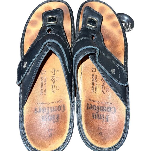 Finn Comfort made in Germany black leather flip flops size 43 EU/ M 9.5/W11.5 - Picture 5 of 9